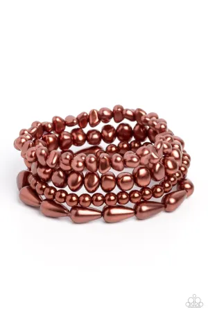 Paparazzi Gossip PEARL - Brown  Bracelet P9RE-BNXX-183XX