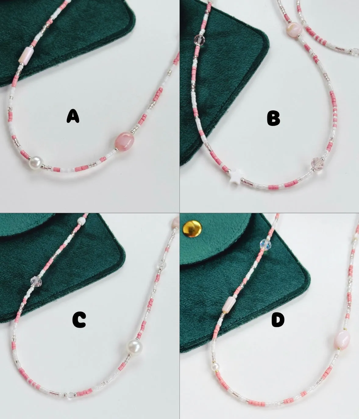 Peachy pearl necklaces