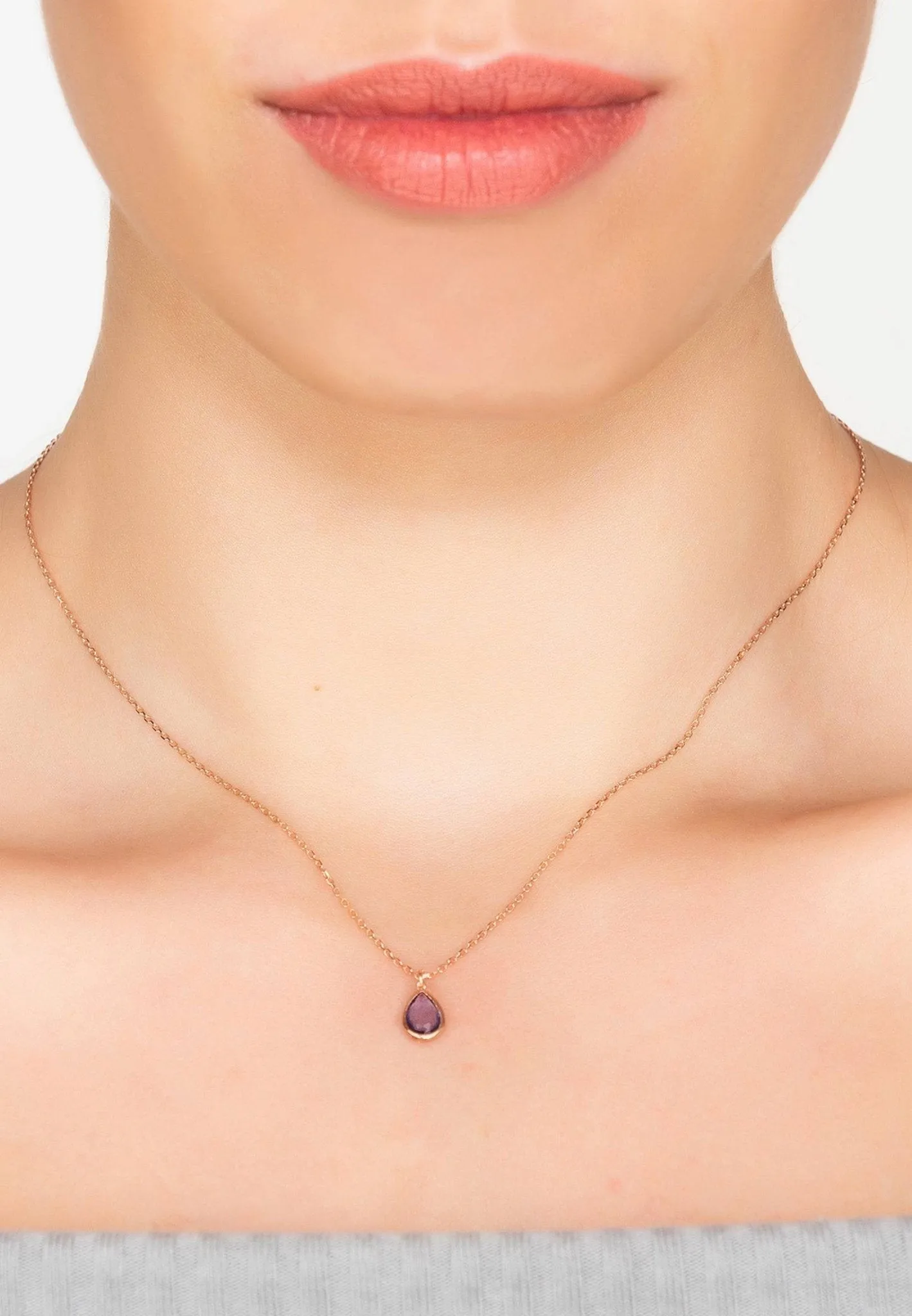 Pisa Necklace Dipped in Rosegold with Amethyst