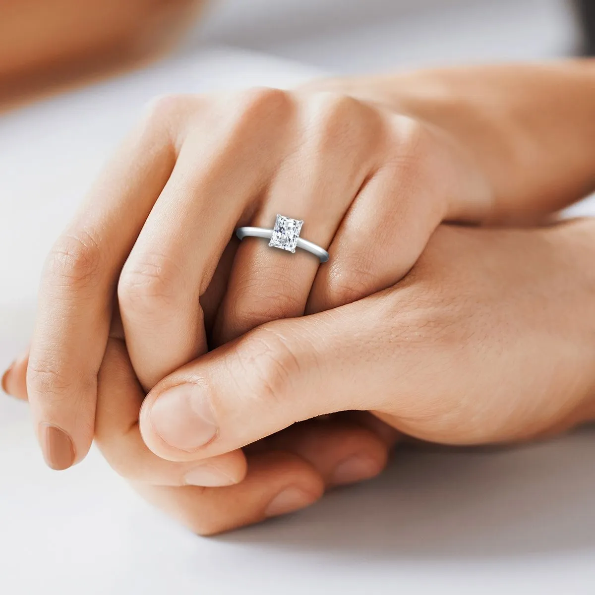 Platinum Radiant Cut Center  Timeless Solitaire Comfort Fit Engagement Ring