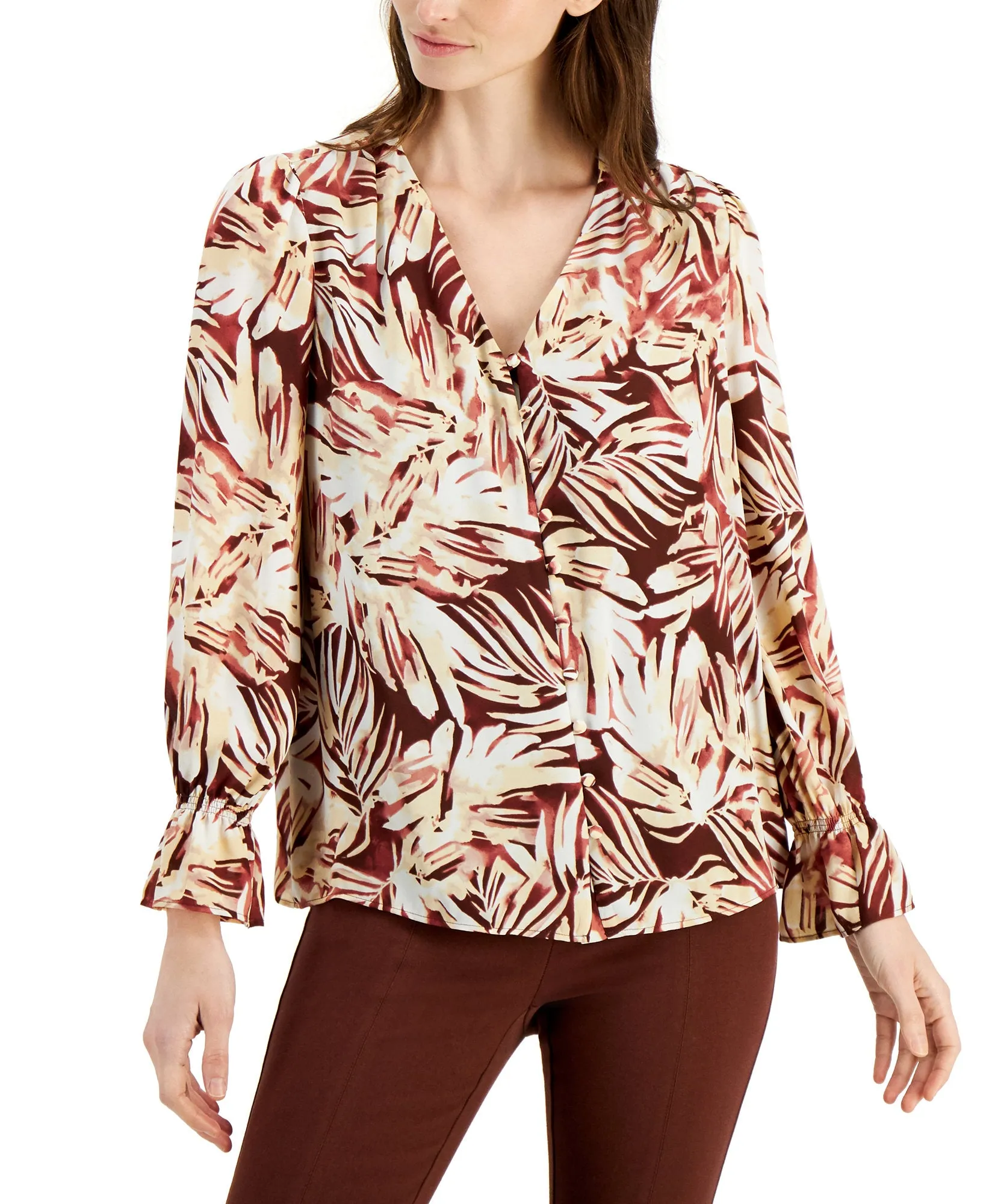 Printed Button-Front Shirt