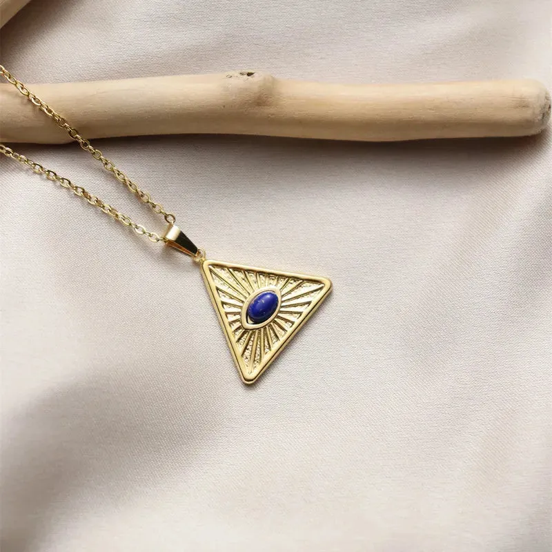 Radiant Azure Triangle Necklace
