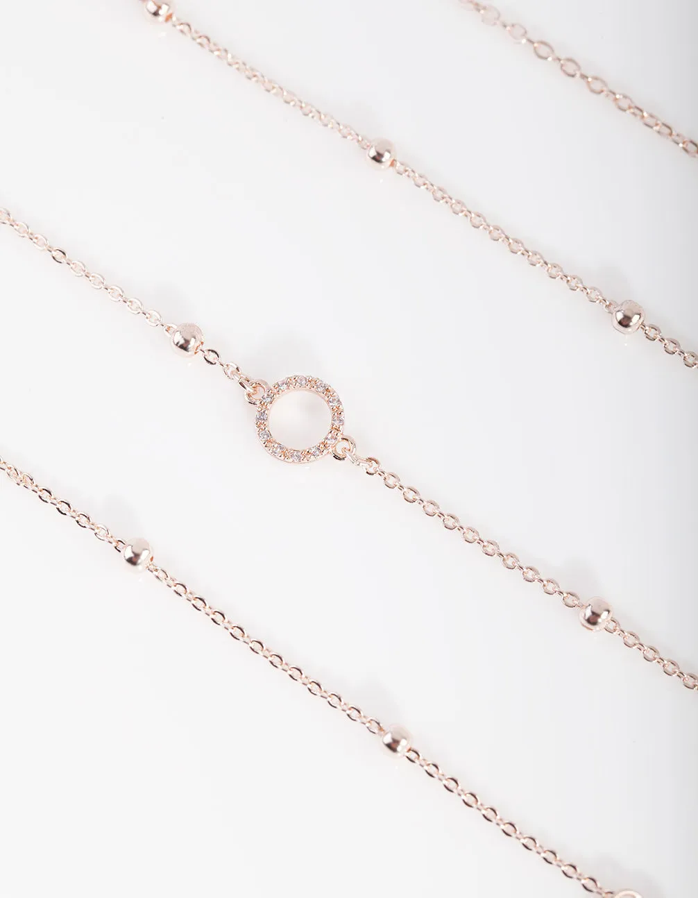 Rose Gold Cubic Zirconia Circle Bracelet & Anklet 4-Pack
