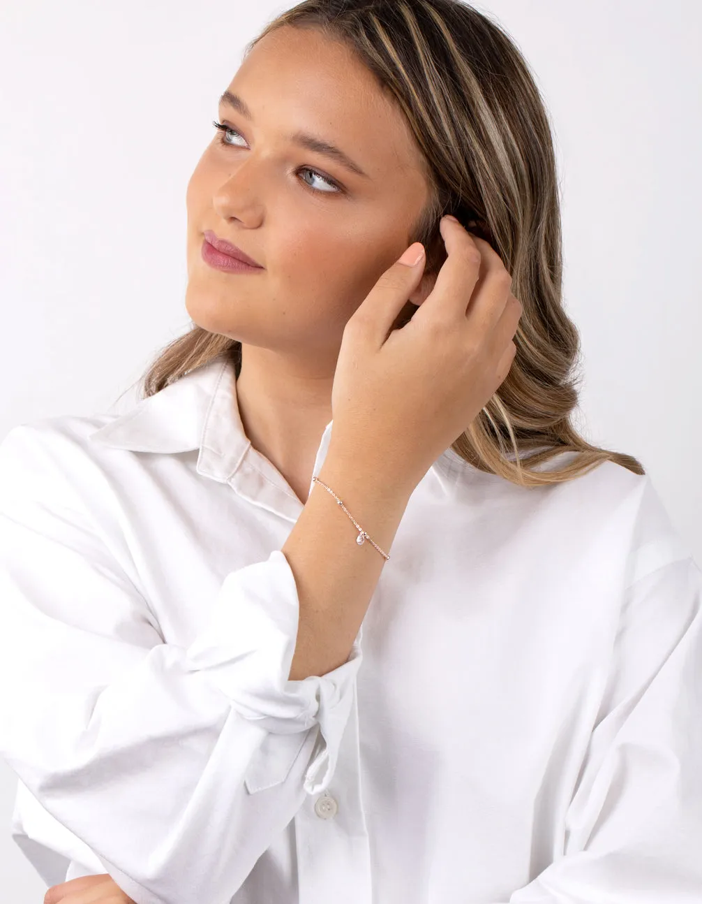 Rose Gold Cubic Zirconia Circle Bracelet & Anklet 4-Pack