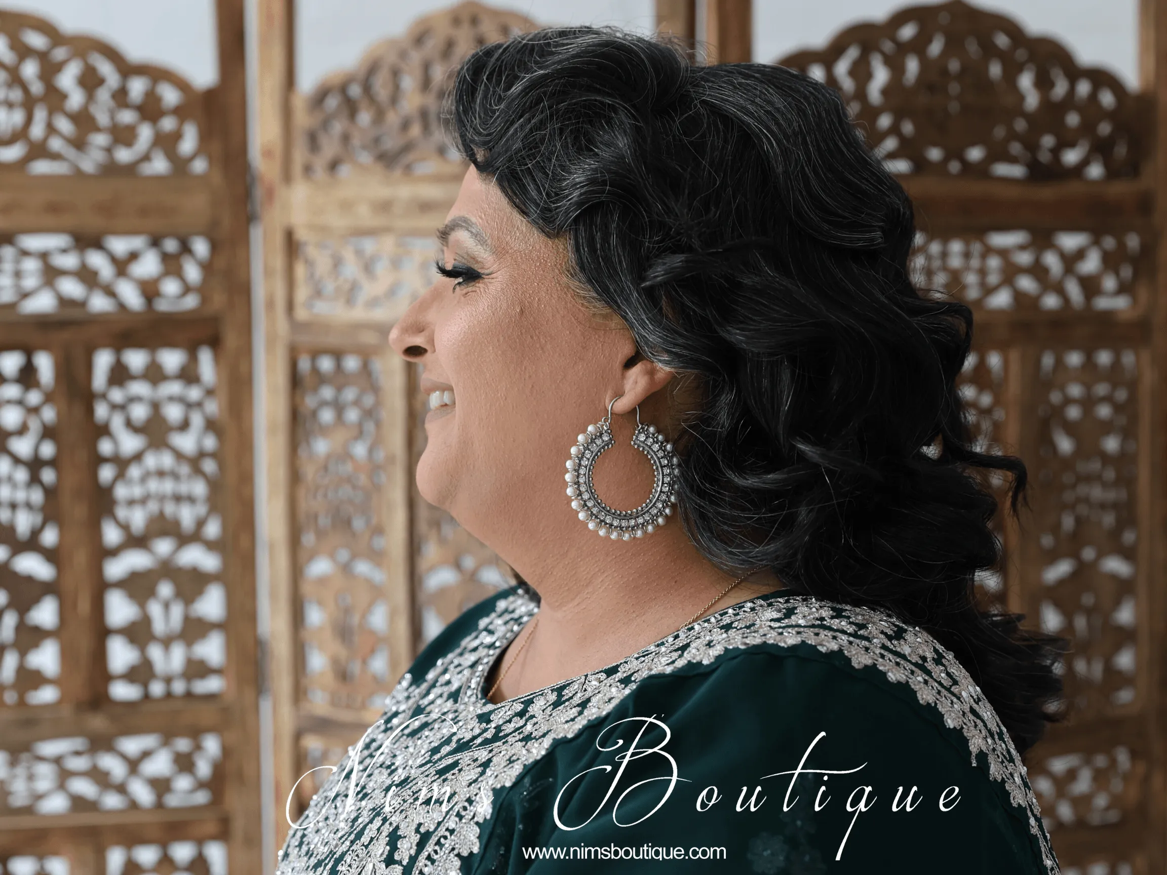 Royal Silver Chand Bali Earrings with Pearl