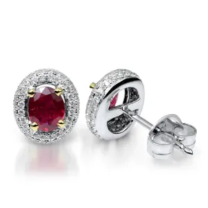 Ruby And Diamond Stud Earrings