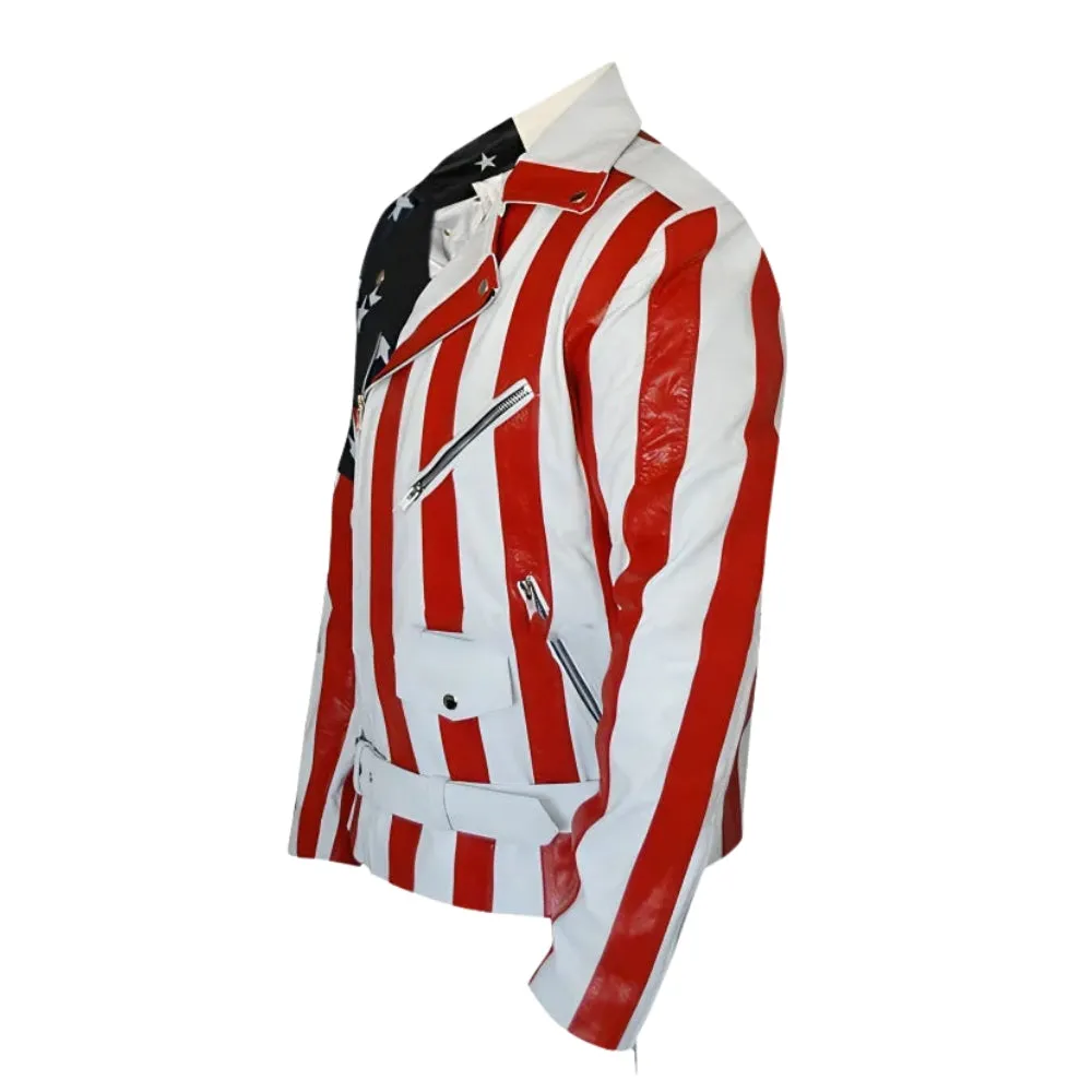 RW Authentic Sheepskin American Flag Leather Jacket