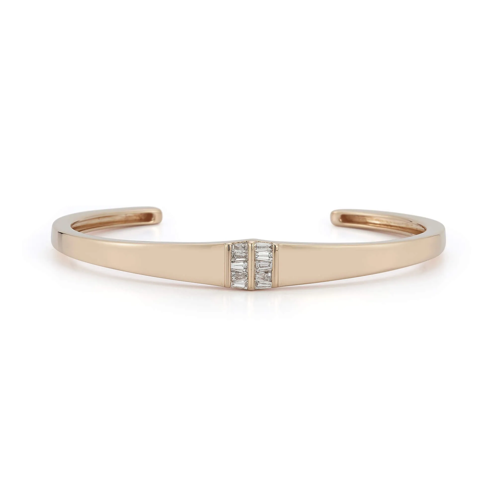 Sadie Pearl Tapered Baguette Gold Cuff