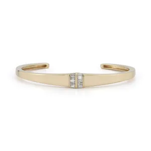 Sadie Pearl Tapered Baguette Gold Cuff