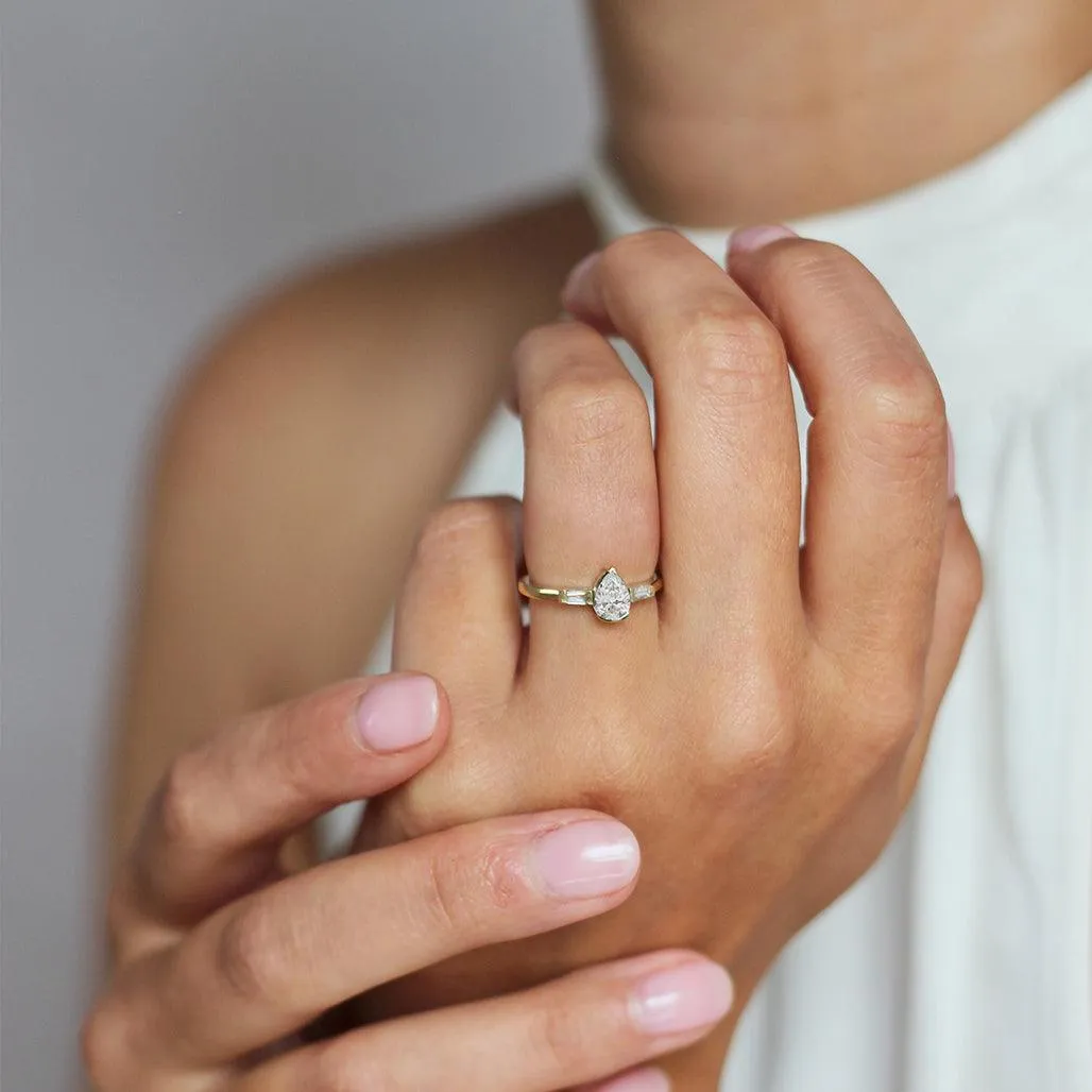 Saffron Pear Diamond Ring