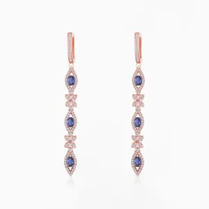 Sapphire Drop Earrings in Rose Gold