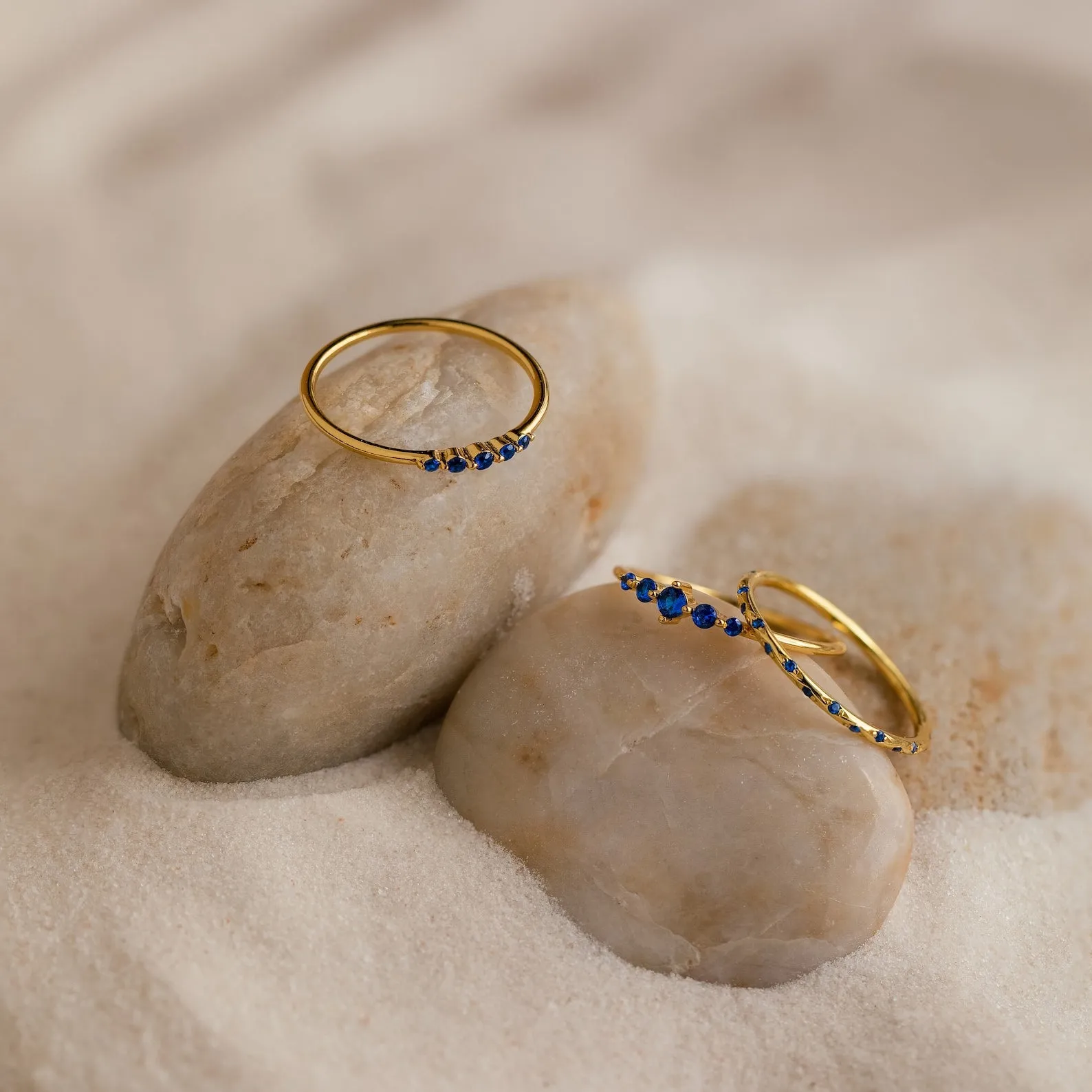 Sapphire Stacking Ring Set: Ocean-Inspired Elegance
