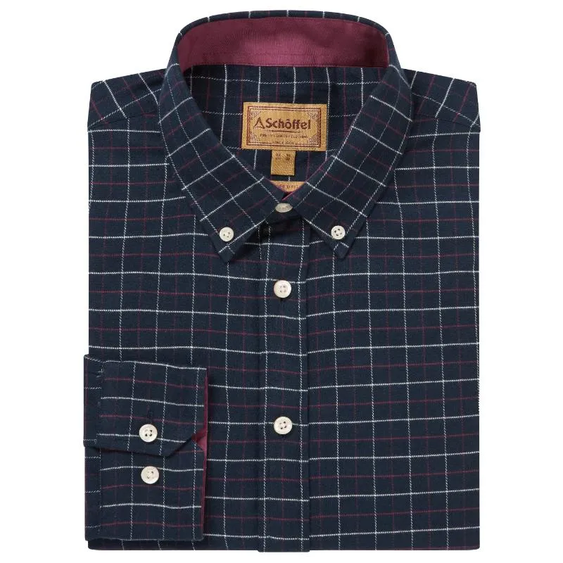 Schoffel Aldeburgh Tailored Mens Shirt - Navy/Red/Ecru Check