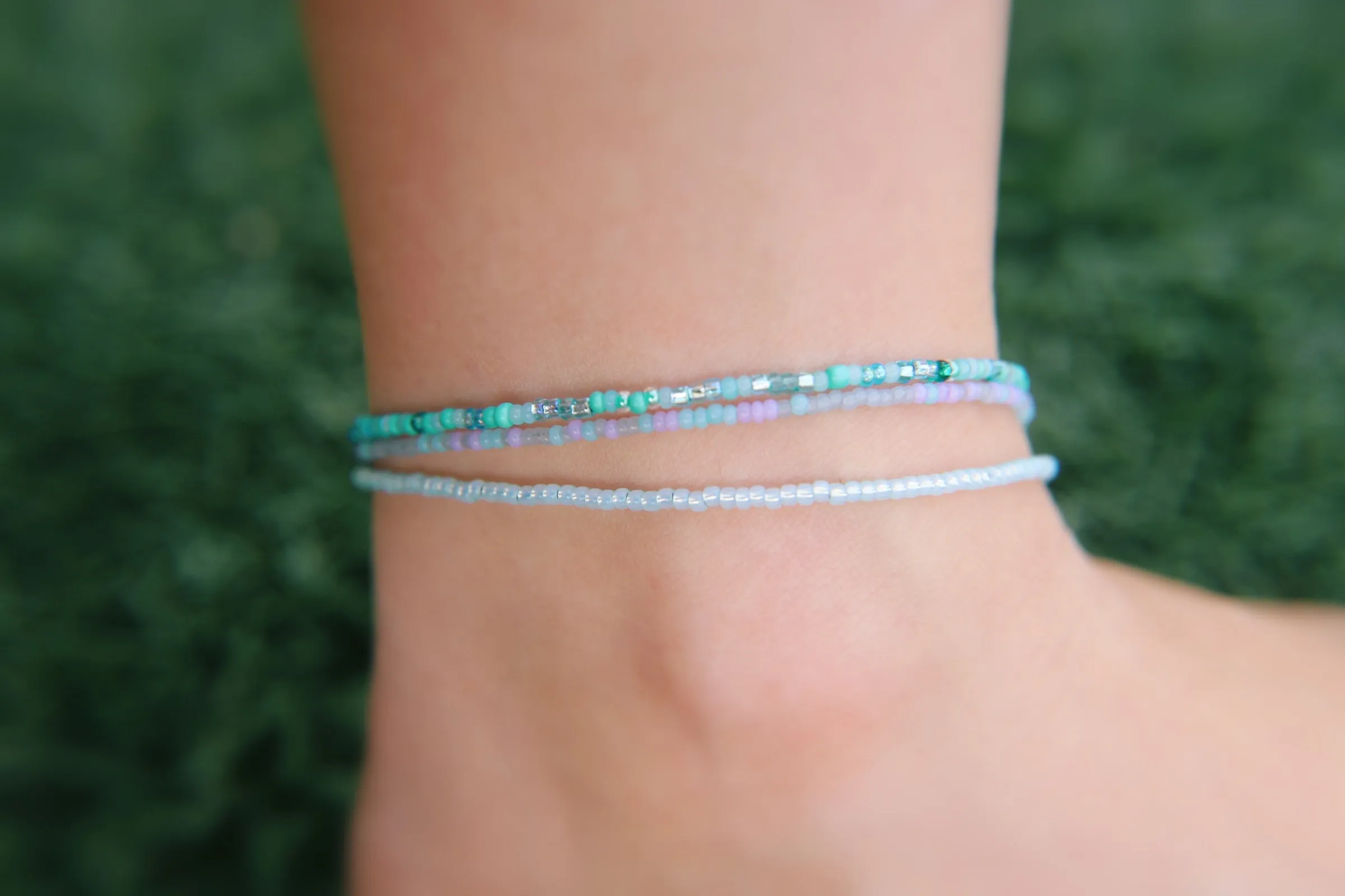 Seed beaded anklets