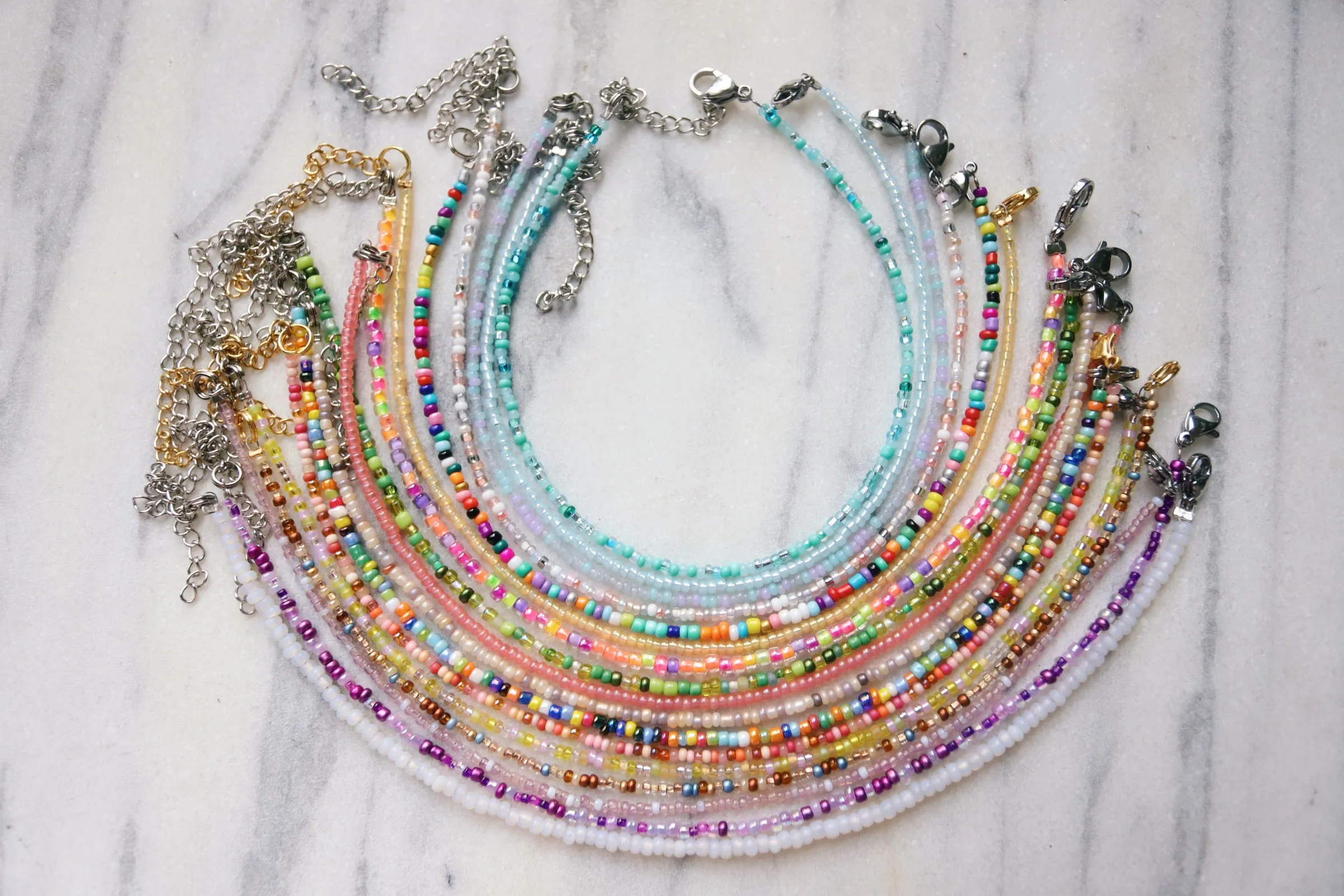 Seed beaded anklets