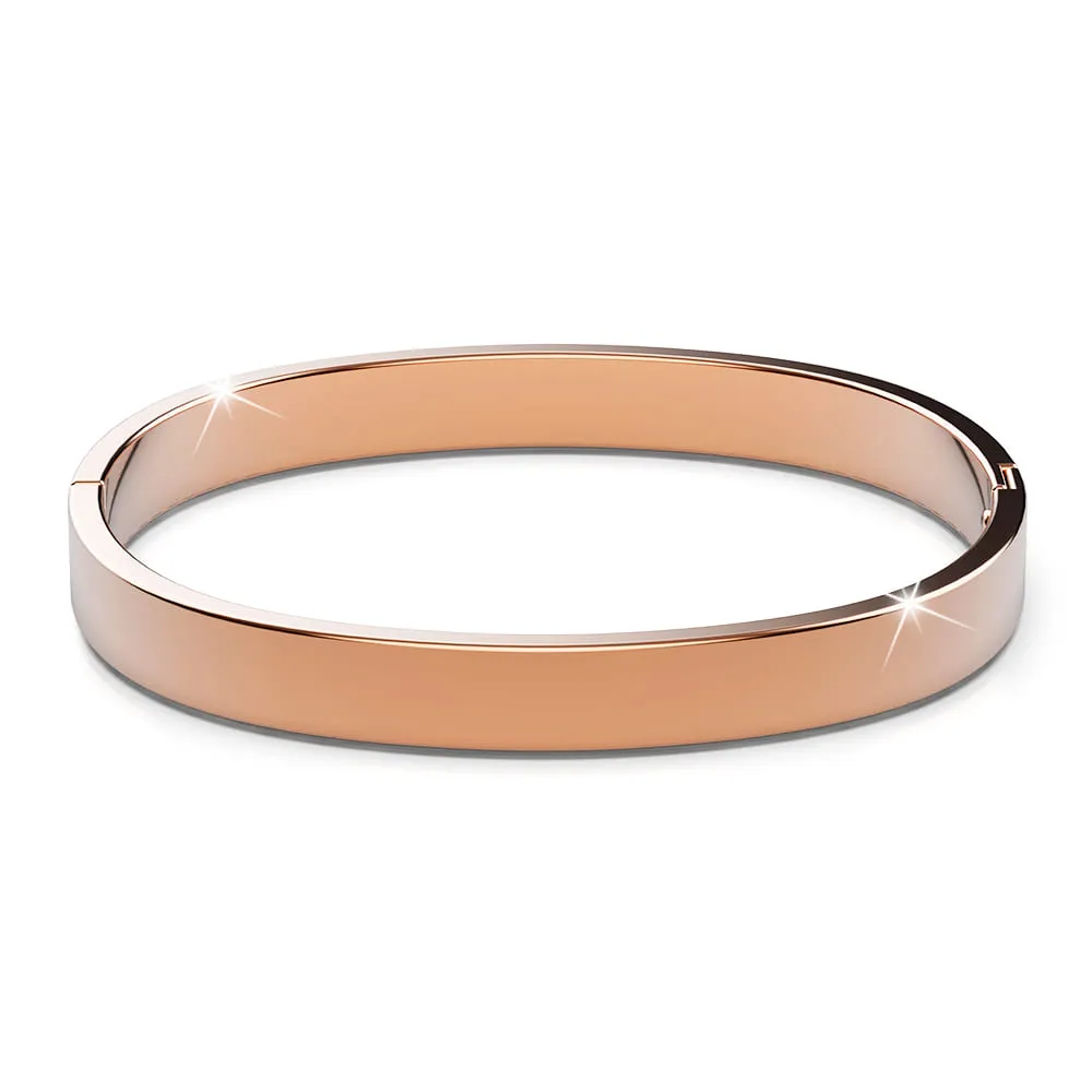 Serena Solid Flat Hinged Bangle in Rose Gold