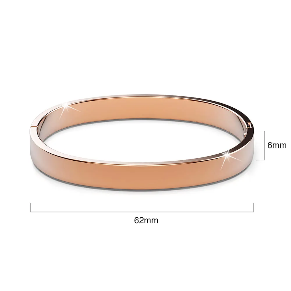 Serena Solid Flat Hinged Bangle in Rose Gold