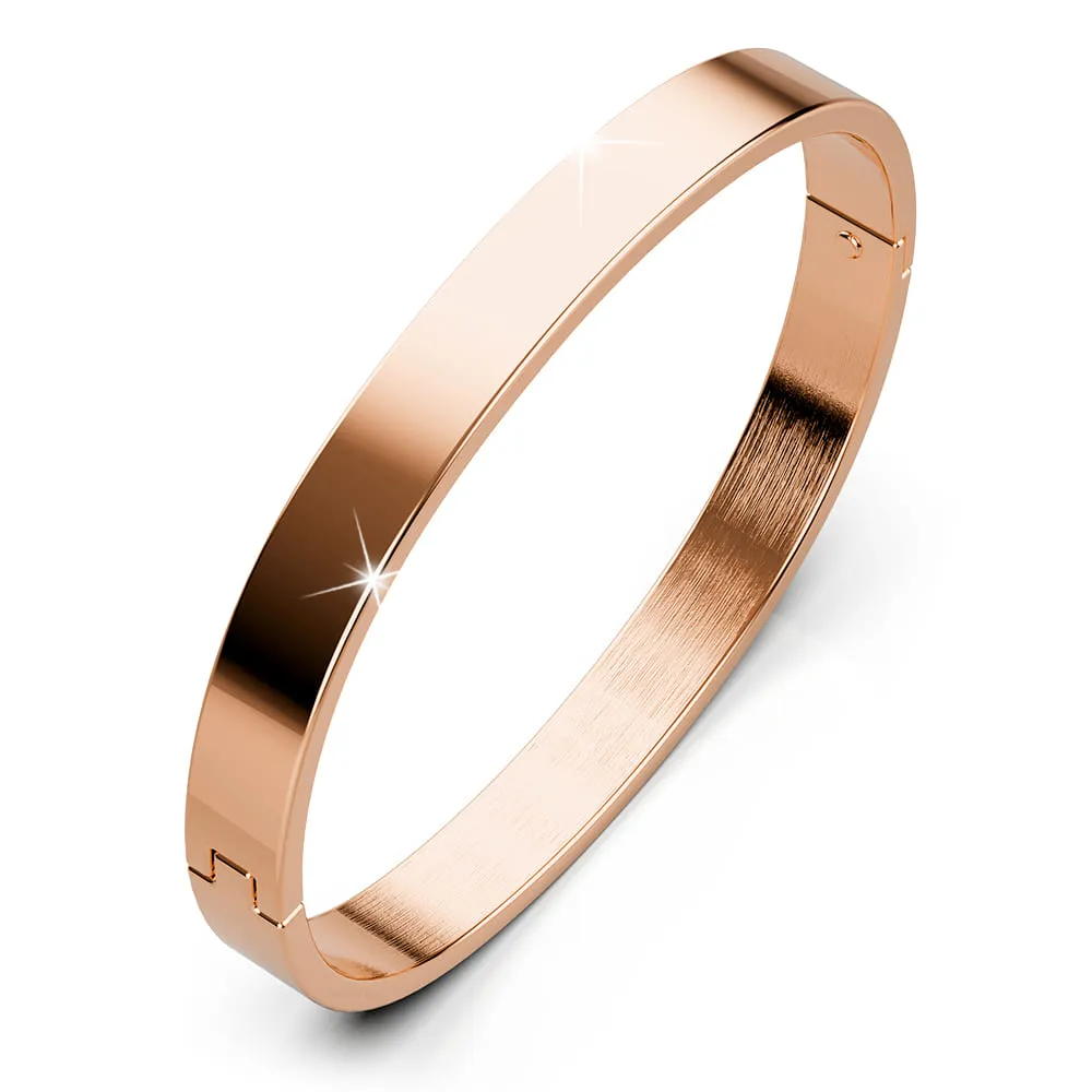 Serena Solid Flat Hinged Bangle in Rose Gold