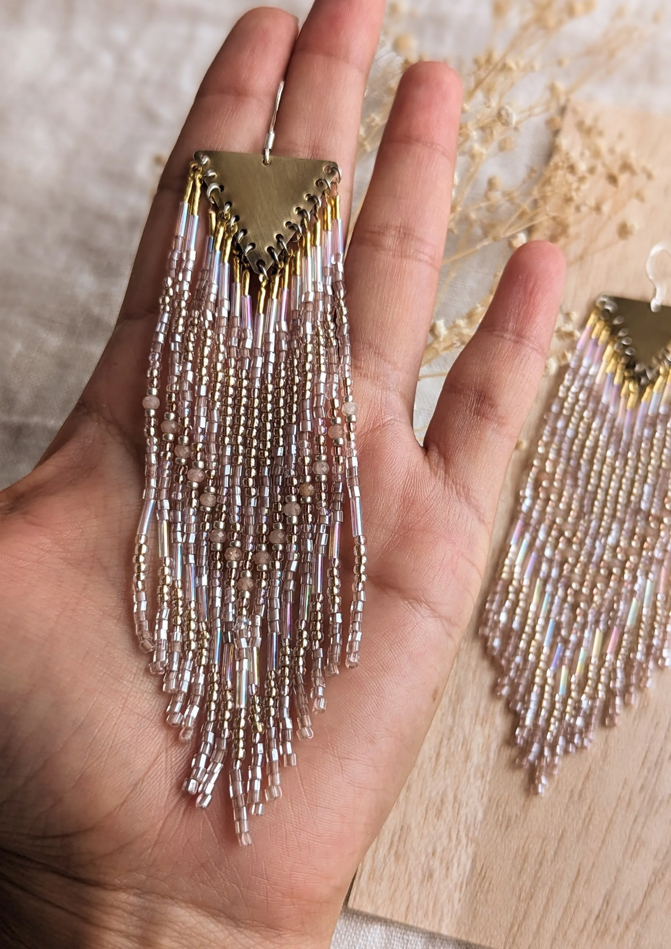 Shirin Champagne Moonstone Beaded Earrings