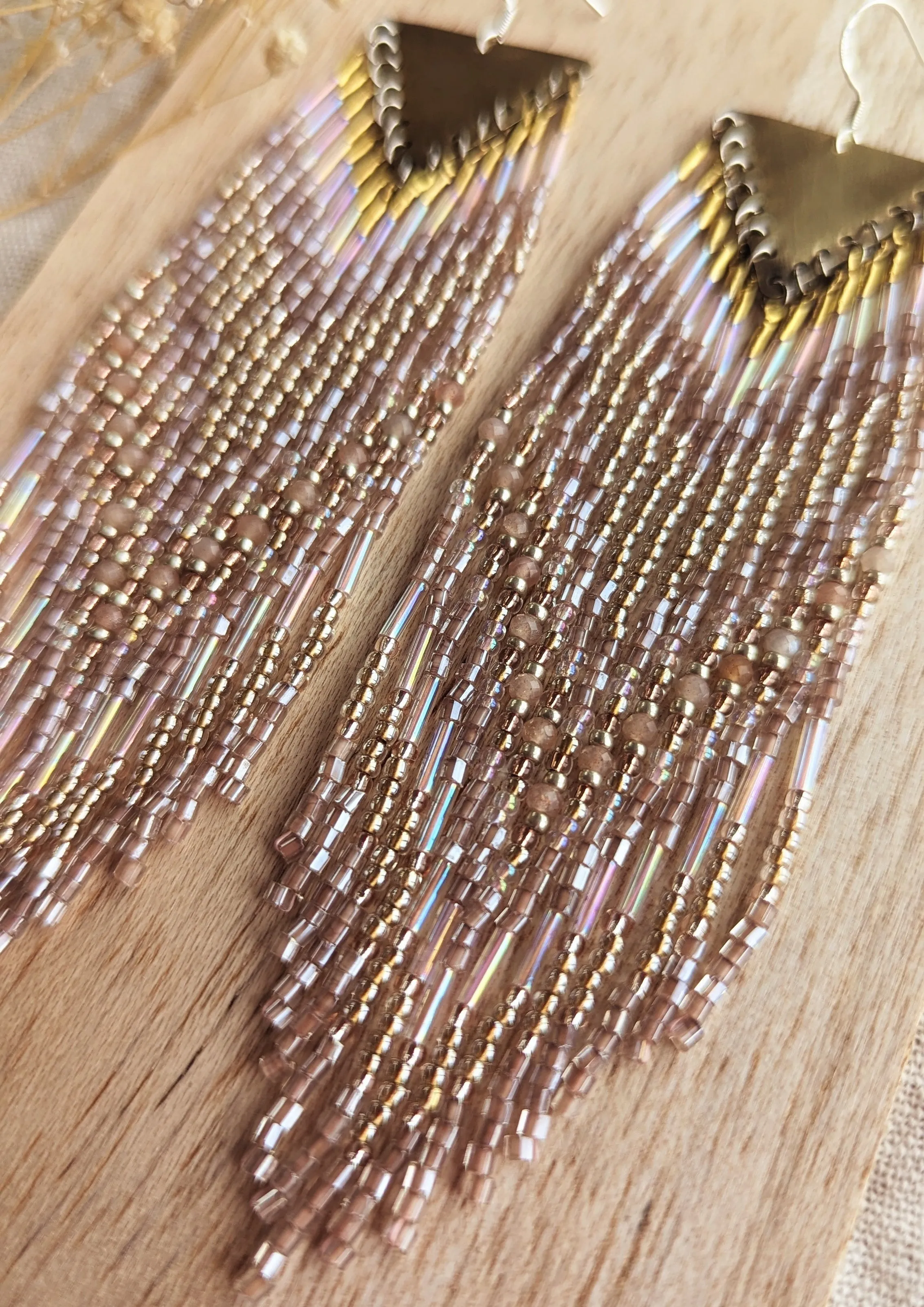 Shirin Champagne Moonstone Beaded Earrings