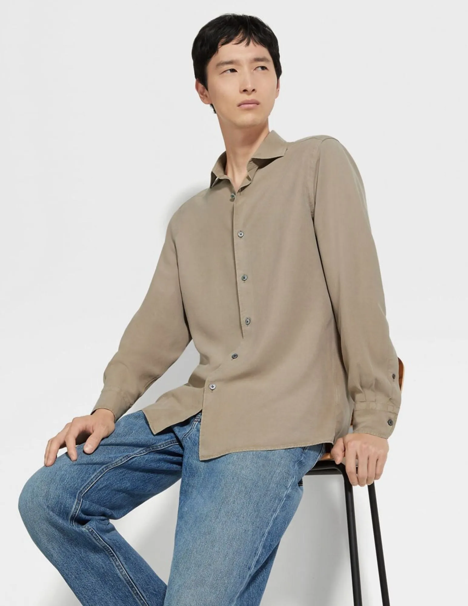 Silk Shirt | Tan