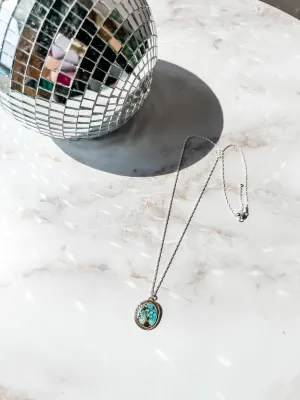 Silver Beaded Turquoise Adjustable Necklace