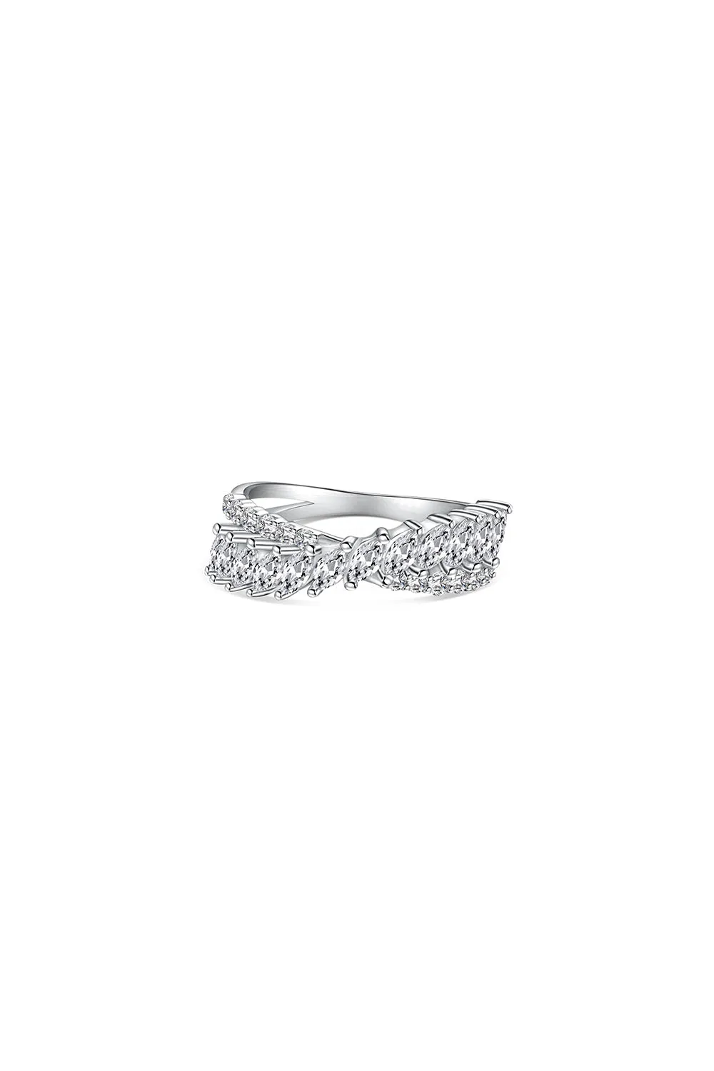 Silver Cross Shaped 5A Cubic Zirconia Colorful Agate Twisted Ring