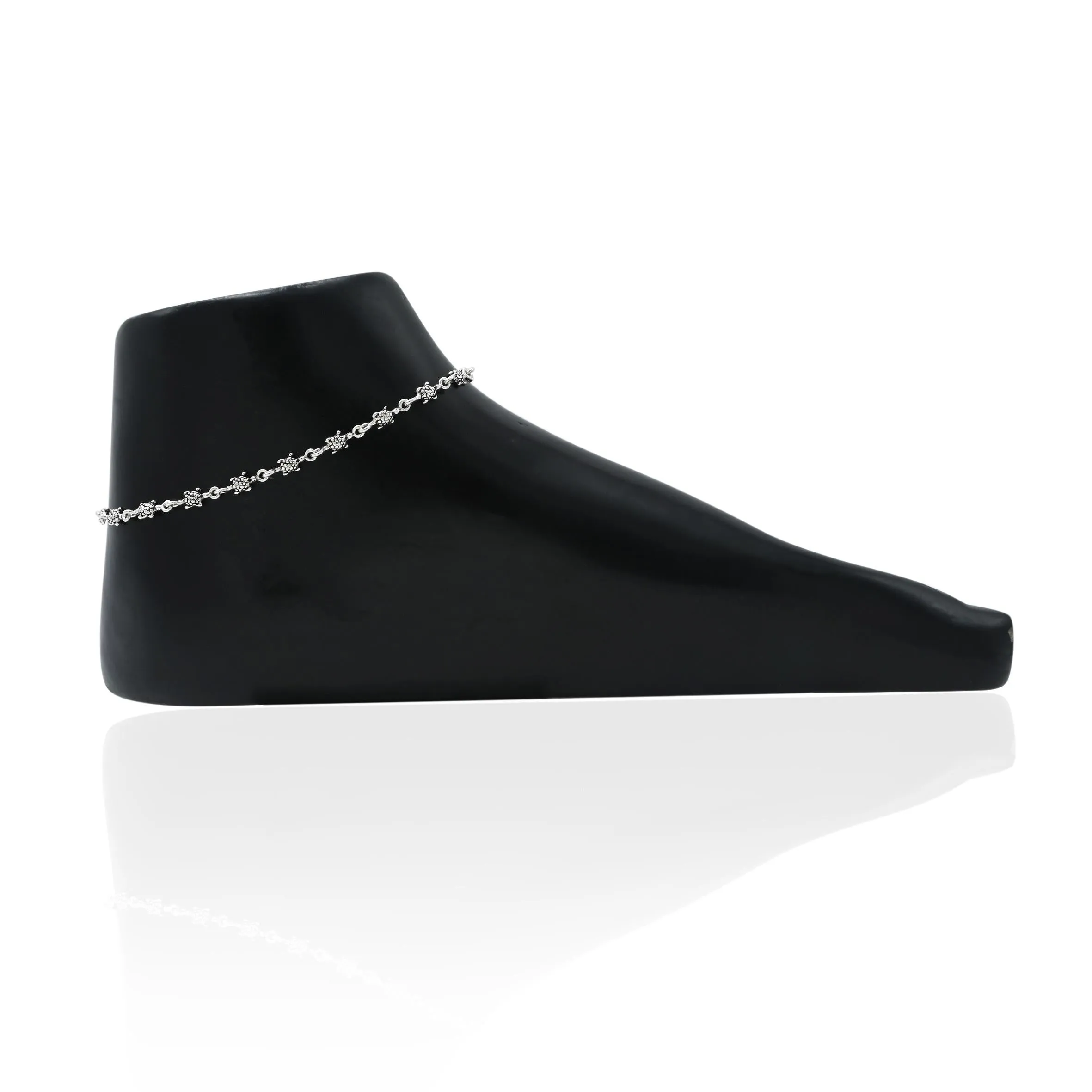 Silver Turtle Design Modern Girls Anklets