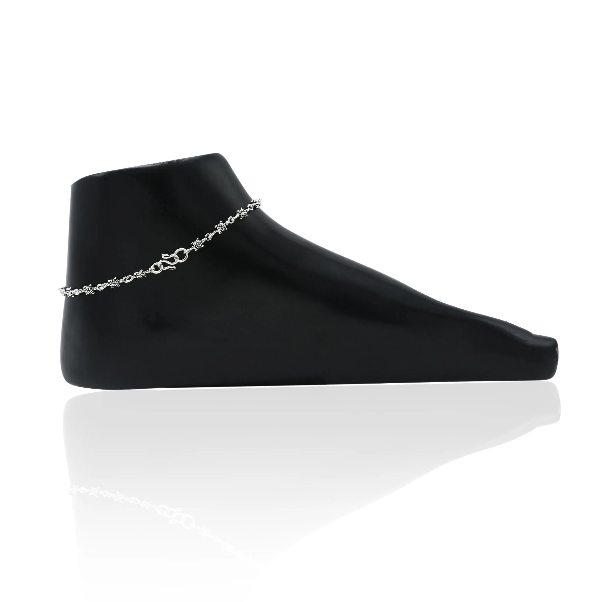 Silver Turtle Design Modern Girls Anklets
