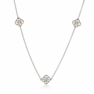 Simon G White and Rose Gold with Diamonds Station Necklace, 35 Inches