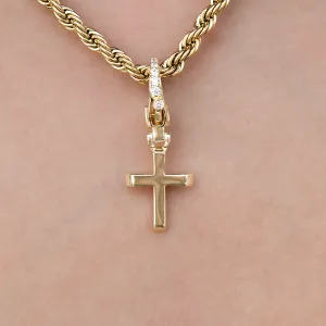 Simple Cross Clip On Pendant in Yellow Gold