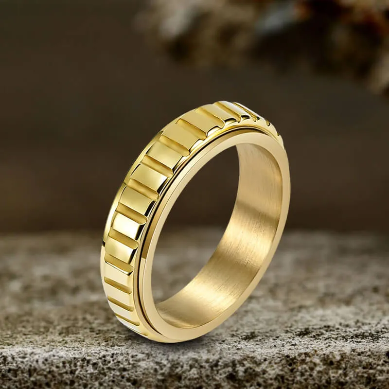 Simple Gear Stainless Steel Spinner Ring