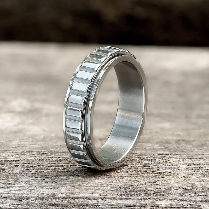 Simple Gear Stainless Steel Spinner Ring