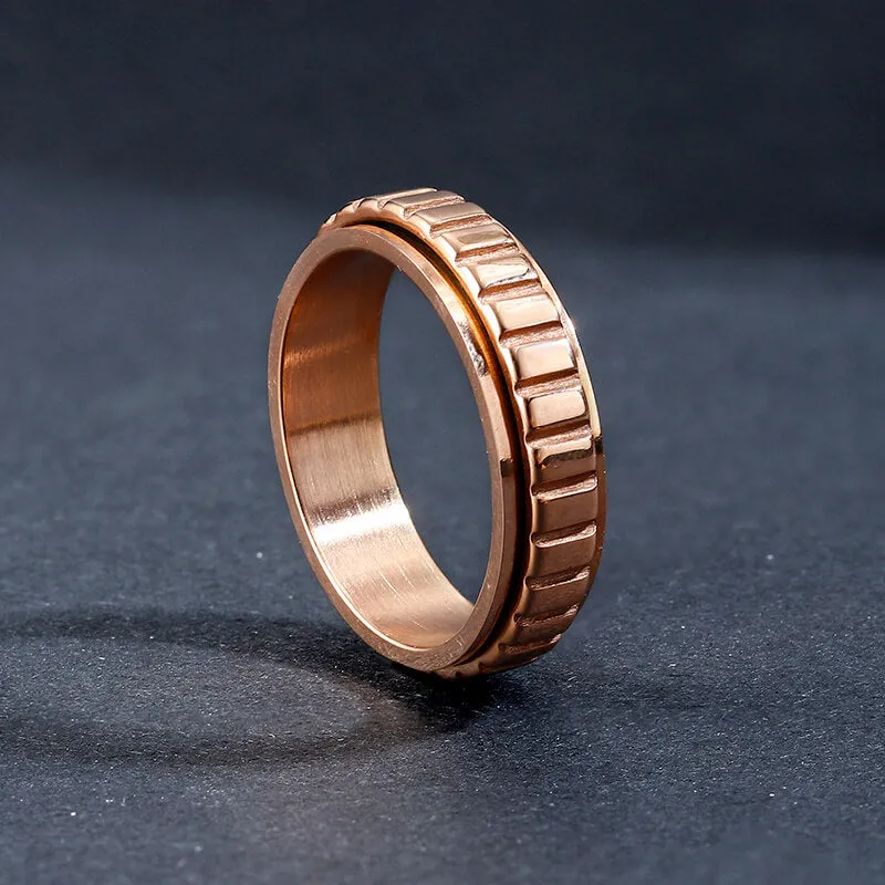 Simple Gear Stainless Steel Spinner Ring