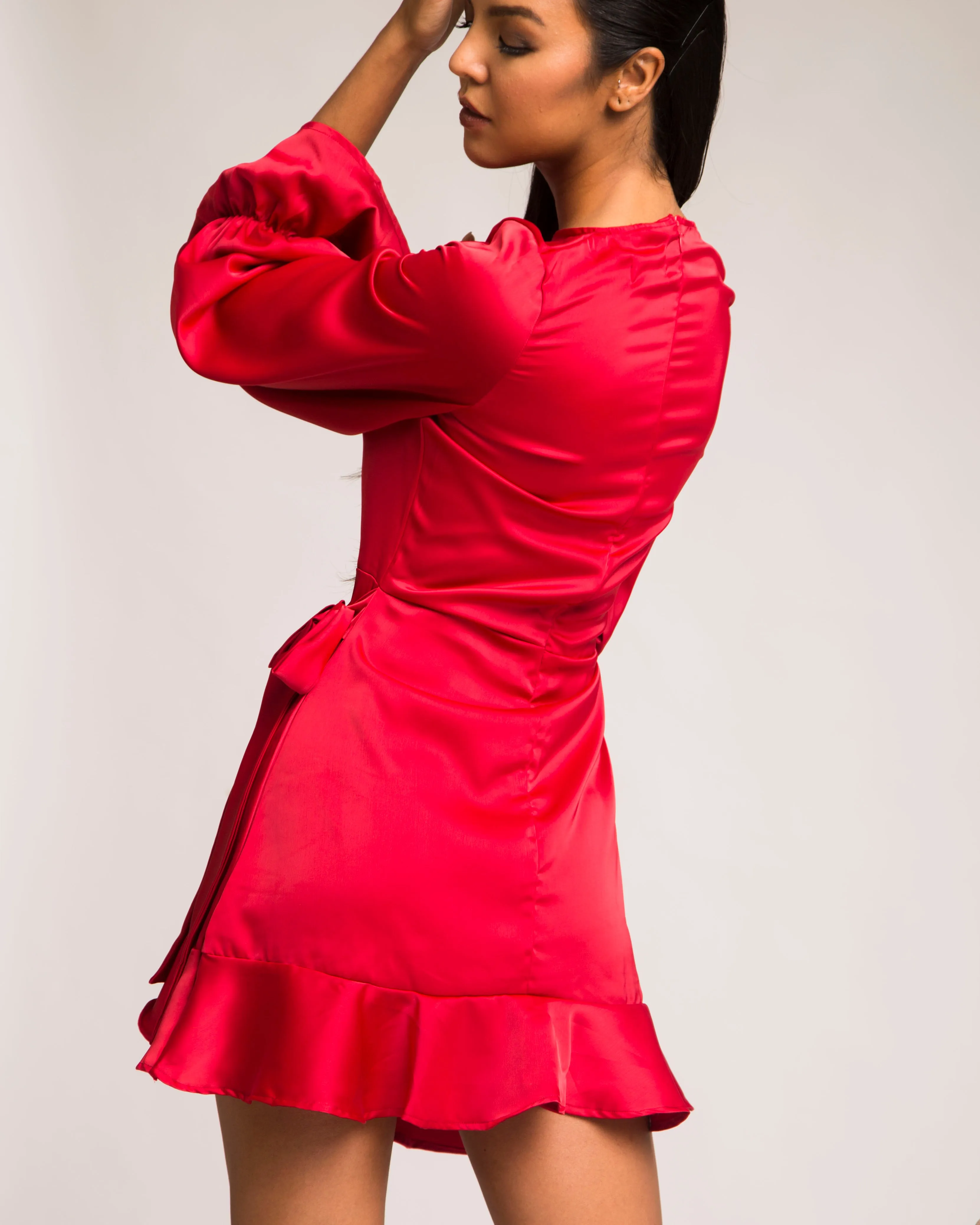 Sleek Satin Stunner Dress Red