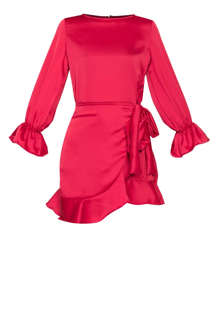Sleek Satin Stunner Dress Red