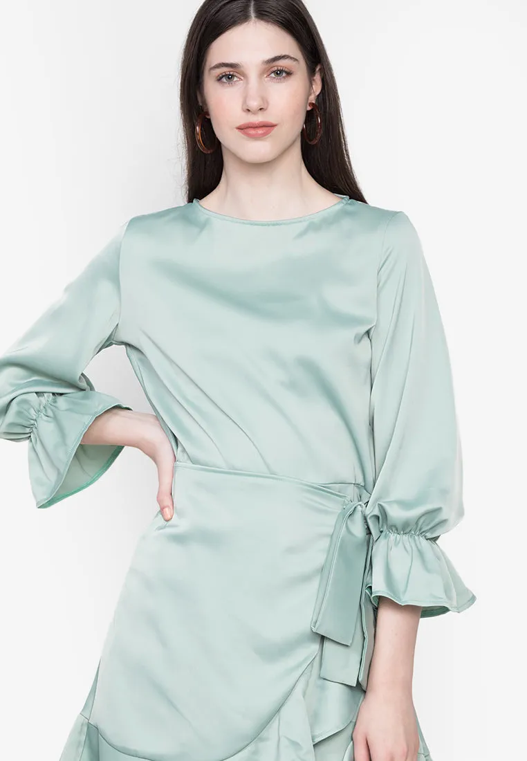 Sleek Satin Stunner Dress Seafoam