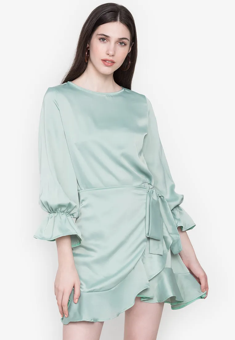 Sleek Satin Stunner Dress Seafoam