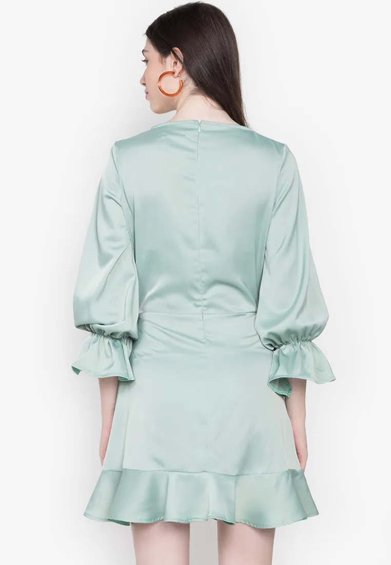 Sleek Satin Stunner Dress Seafoam