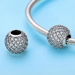 Solid 925 Sterling Silver Dazzling CZ Round Charm