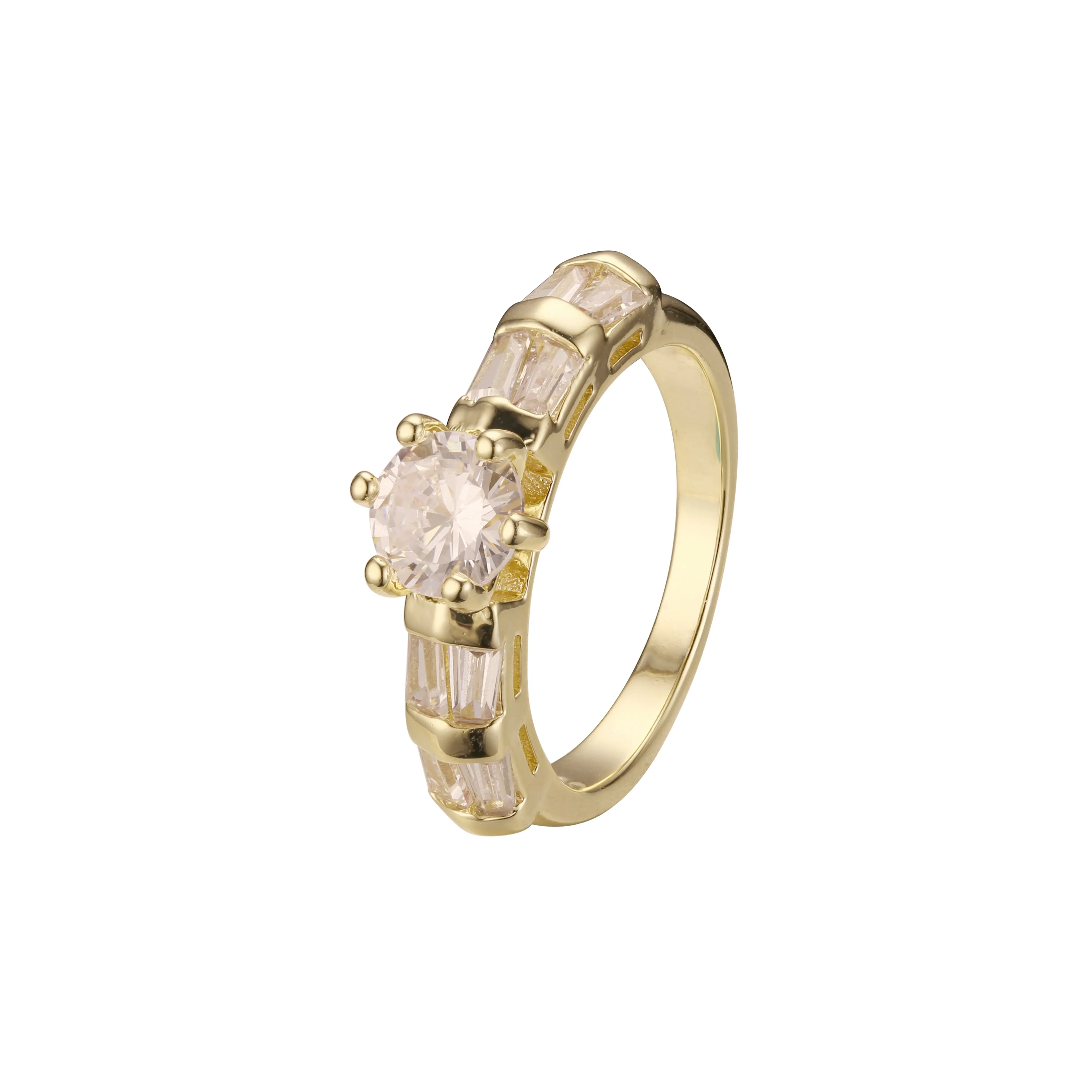 Solitaire sided colorful stones rings