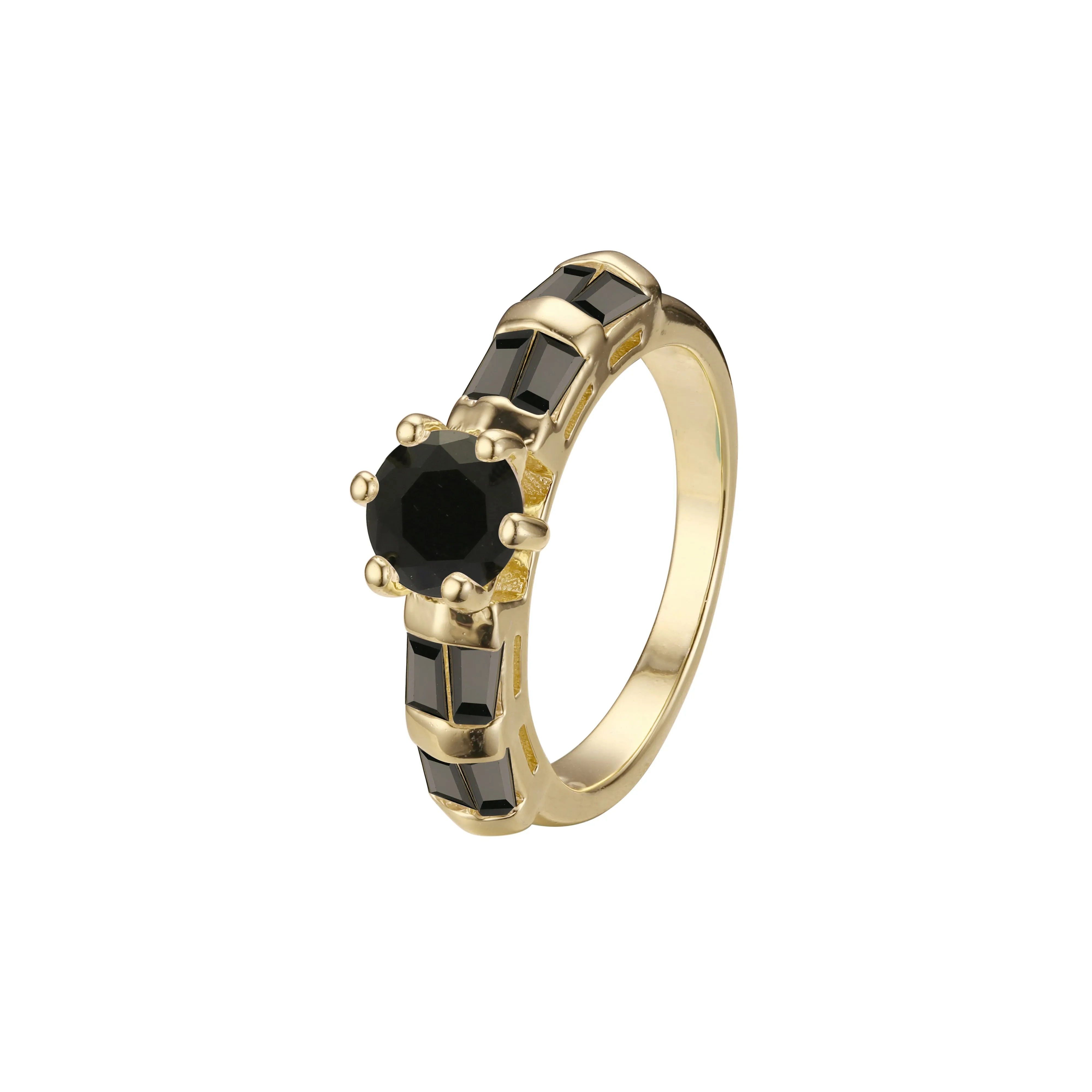 Solitaire sided colorful stones rings