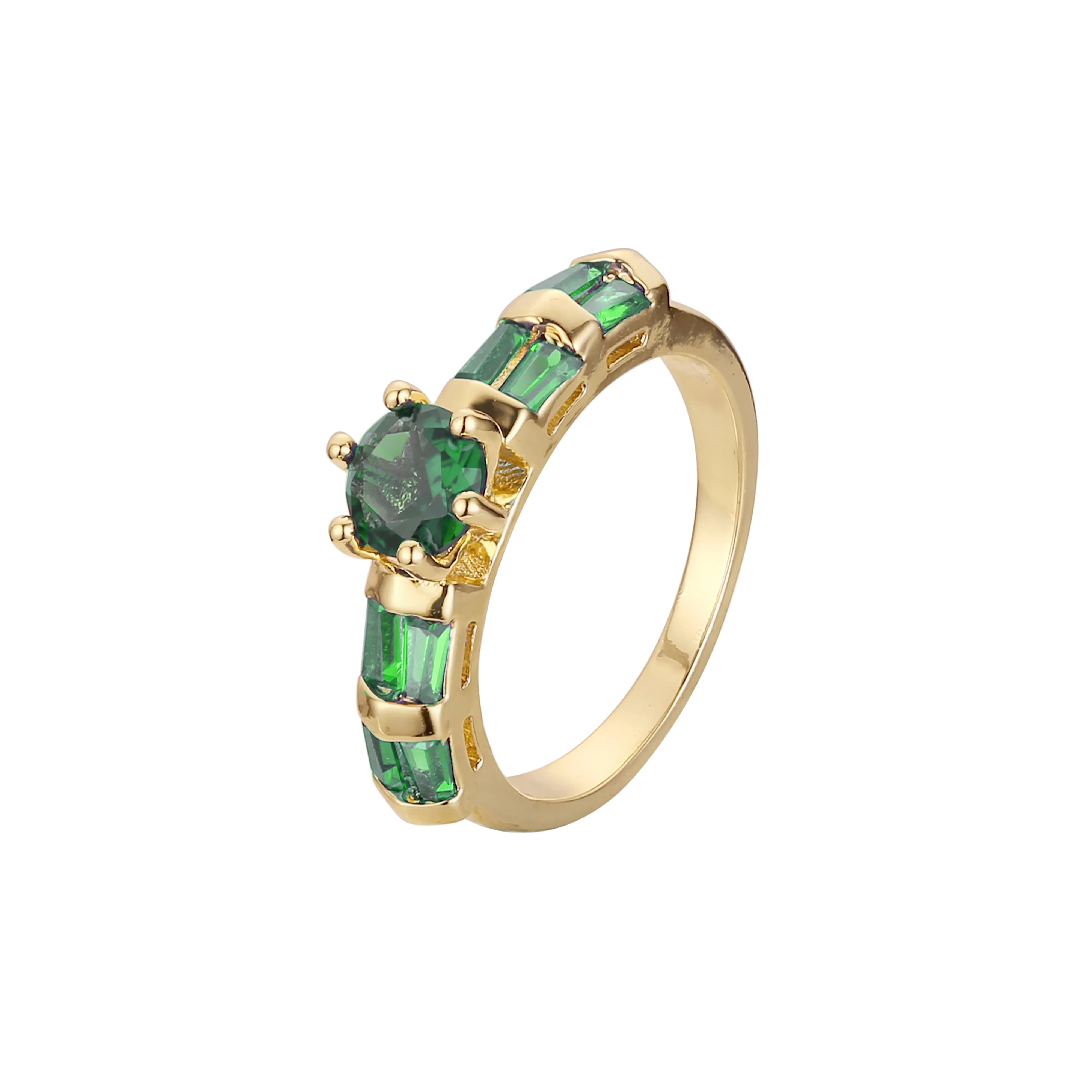 Solitaire sided colorful stones rings