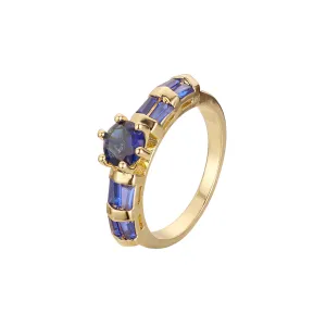 Solitaire sided colorful stones rings