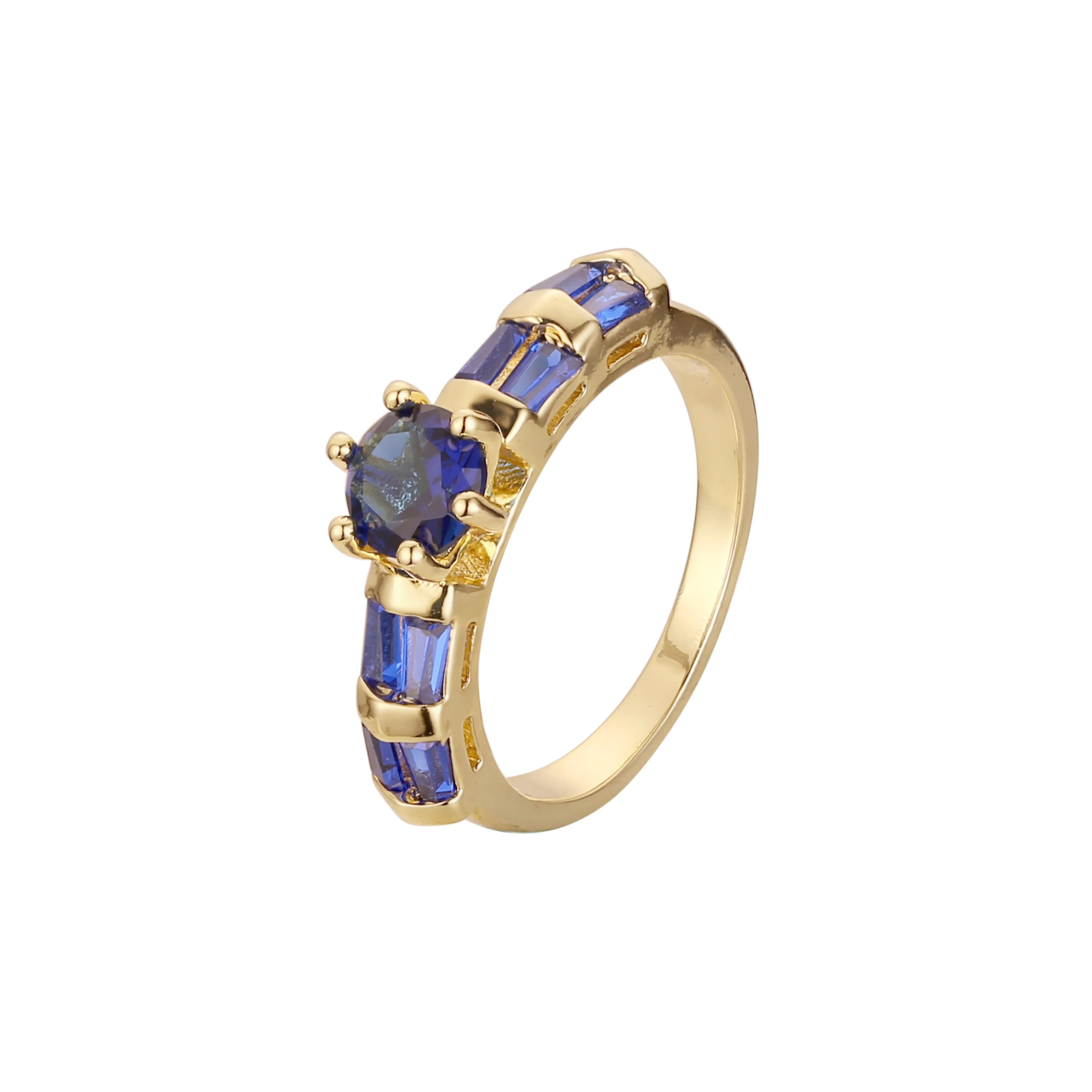 Solitaire sided colorful stones rings