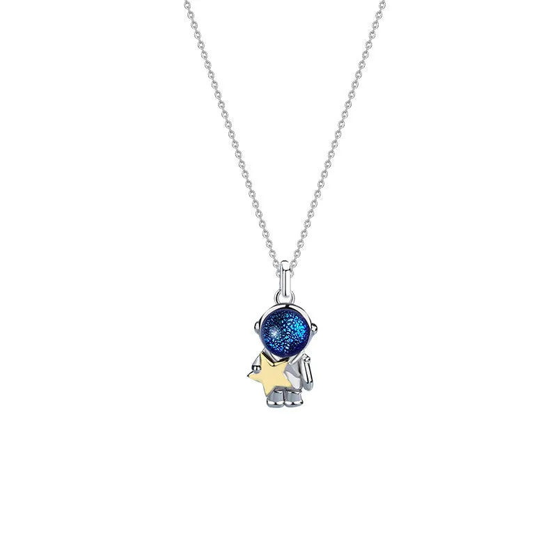 Spaceman Astronaut Titanium Steel Couple Necklace