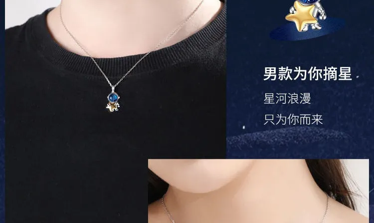 Spaceman Astronaut Titanium Steel Couple Necklace