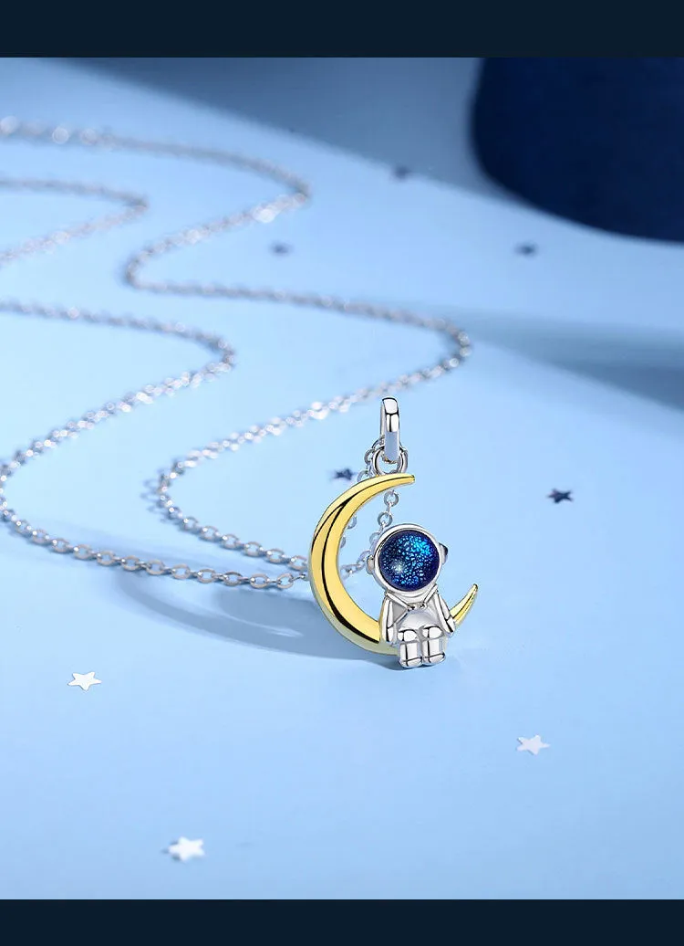 Spaceman Astronaut Titanium Steel Couple Necklace