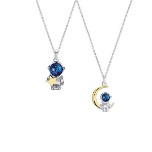 Spaceman Astronaut Titanium Steel Couple Necklace