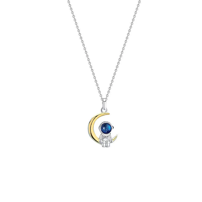 Spaceman Astronaut Titanium Steel Couple Necklace